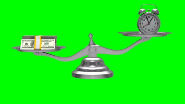 Time is money. Isolated 3D render. Green background — Stock Video