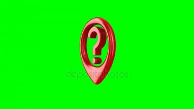 Yeşil zemin üzerine dönen soru işareti. İzole 3d render