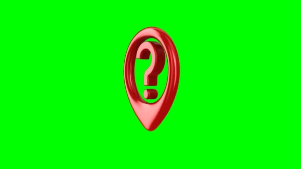 Rotierendes Fragezeichen auf grünem Hintergrund. isolierte 3D-Darstellung — Stockvideo