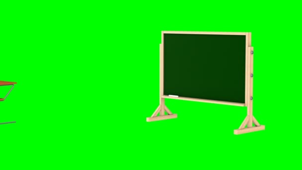 Salle de classe sur fond vert. rendu 3D isolé 