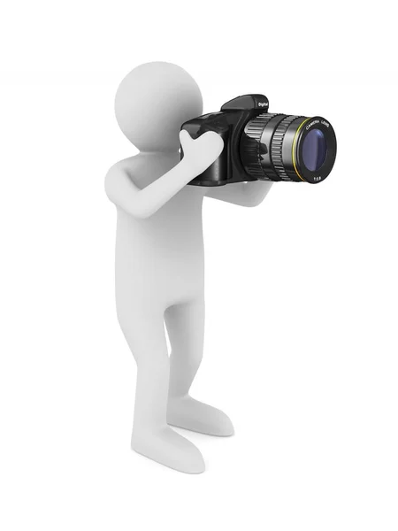 Man met digitale camera op witte achtergrond. Geïsoleerde 3d afb — Stockfoto