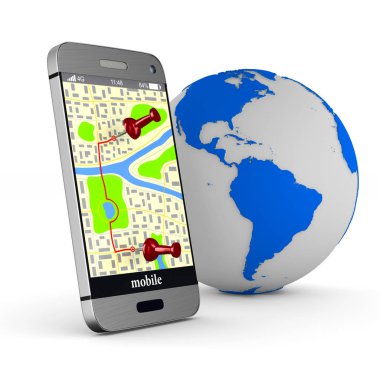 Telefon gezintisinde. İzole 3d çizim