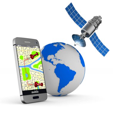 Telefon gezintisinde. İzole 3d çizim