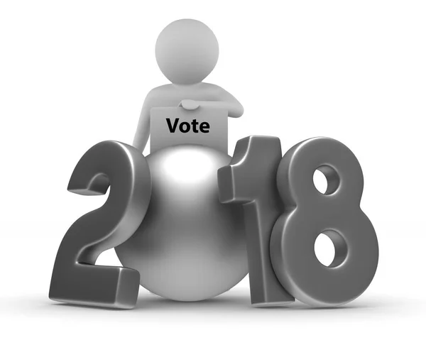 Elezioni 2018 su sfondo bianco. Illustrazione 3D isolata — Foto Stock