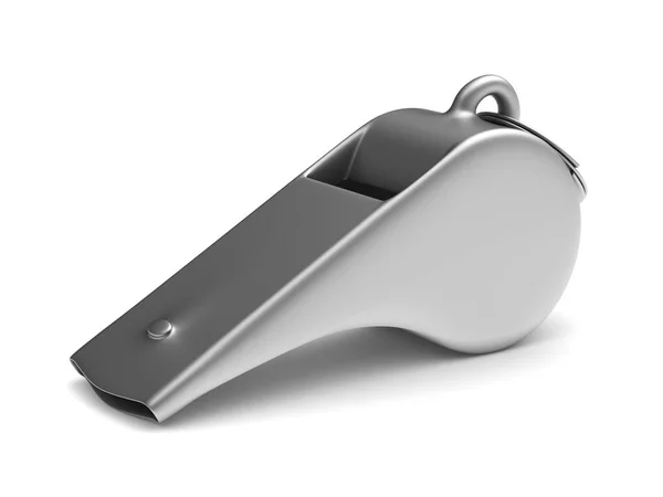 Metal whistle on white background. Isolated 3D illustration — Stock Photo, Image