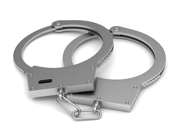 Handcuffs on white background. Isolated 3D illustration — Stock Photo, Image