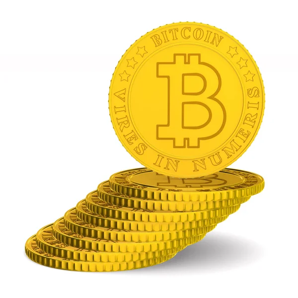 Coin Bitcoin auf weißem Hintergrund. isolierte 3D-Illustration — Stockfoto