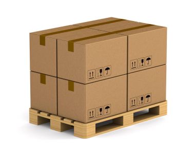 ahşap palet kargo kutusu beyaz arka plan üzerinde. 3D Il izole