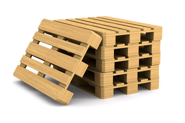 Pallet di legno su sfondo bianco. Illustrazione 3D isolata — Foto Stock