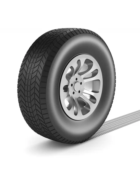 Hjul på vit bakgrund. Isolerad 3D-illustration — Stockfoto