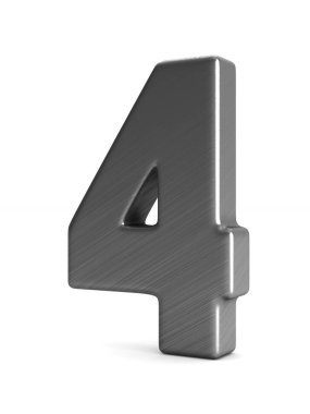 Beyaz arka plan üzerinde dört numara. İzole 3d çizim