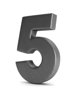 Beyaz arka plan üzerinde beş numara. İzole 3d çizim