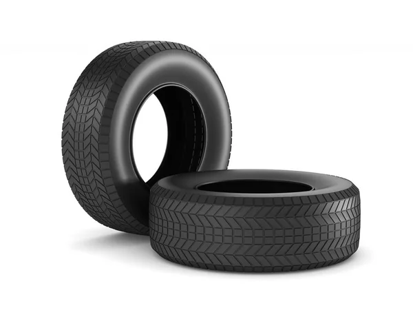 Neumático sobre fondo blanco. Ilustración 3D aislada — Foto de Stock