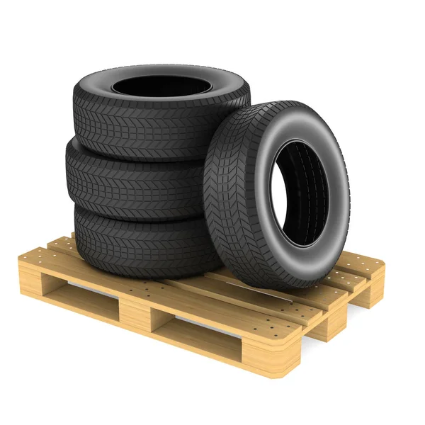 Reifen und Palette auf weißem Hintergrund. isolierte 3D-Illustration — Stockfoto