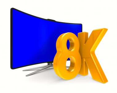 8k beyaz arka plan üzerinde Tv. İzole 3d görüntü