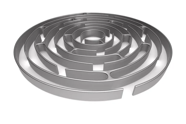 Labirinto cerchio su sfondo bianco. Illustrazione 3D isolata — Foto Stock