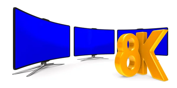 8k τηλεόραση σε άσπρο φόντο. Απομονωμένη 3d απεικόνιση — Φωτογραφία Αρχείου