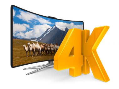4k beyaz arka plan üzerinde Tv. İzole 3d çizim