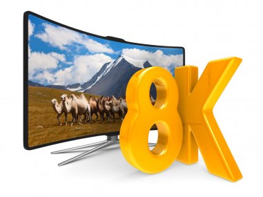 8k beyaz arka plan üzerinde Tv. İzole 3d çizim