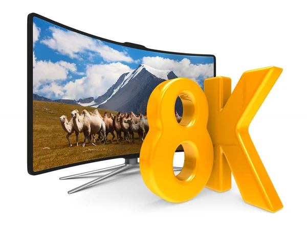 8k beyaz arka plan üzerinde Tv. İzole 3d çizim — Stok fotoğraf