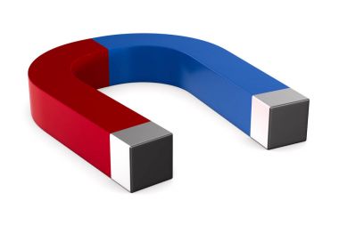 Beyaz arka plan üzerinde mıknatıs. İzole 3d çizim