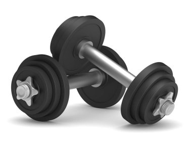 Beyaz arka plan üzerinde halter. İzole 3d çizim