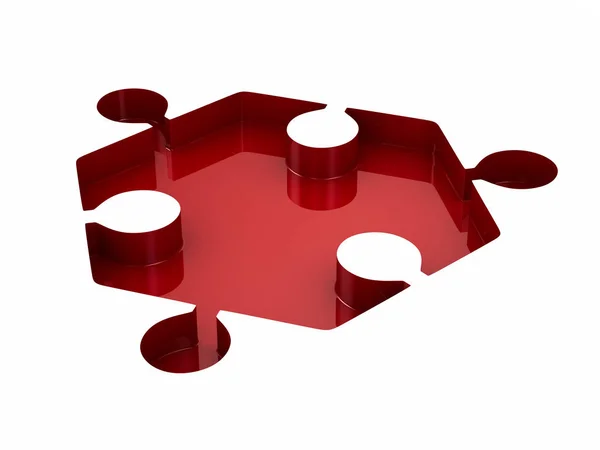 Rotes Puzzle auf weißem Hintergrund. isolierte 3D-Illustration — Stockfoto