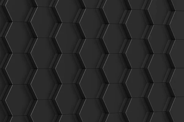 Black hexagon background. 3D illustration — Stock Photo, Image
