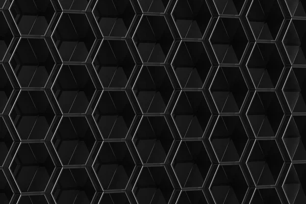 Zwarte zeshoek achtergrond. 3D illustratie — Stockfoto