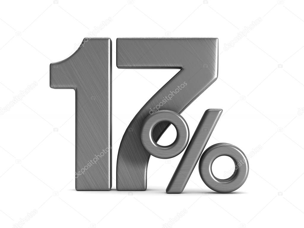 seventeen percent on white background. Isolated 3D illustration