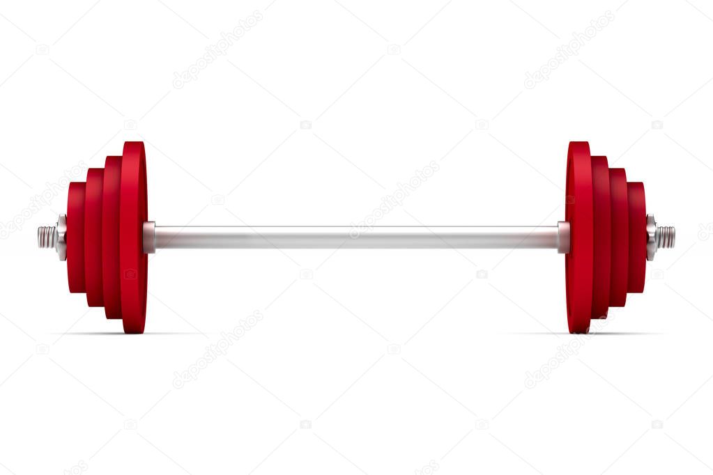 barbell on white background. Isolated 3D illustration