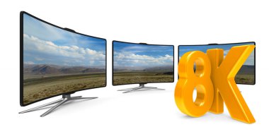 8k beyaz arka plan üzerinde Tv. İzole 3d çizim