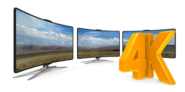 4k tv auf weißem Hintergrund. isolierte 3D-Illustration — Stockfoto