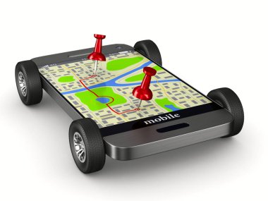 Telefon gezintisinde. İzole 3d çizim