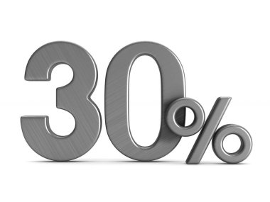 Beyaz arka plan üzerinde % 30'u. İzole 3d çizim