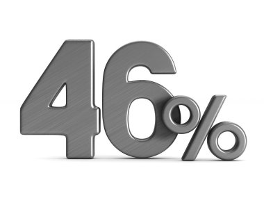 Beyaz arka plan üzerinde yüzde kırk altı. İzole 3d çizim