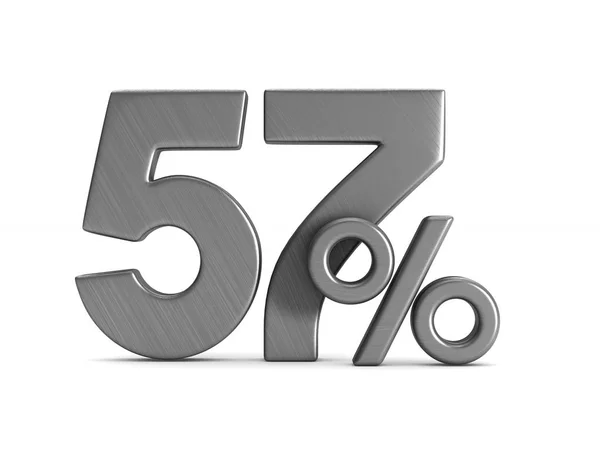 Cinquenta e sete por cento sobre fundo branco. Isolado ilustração 3D — Fotografia de Stock
