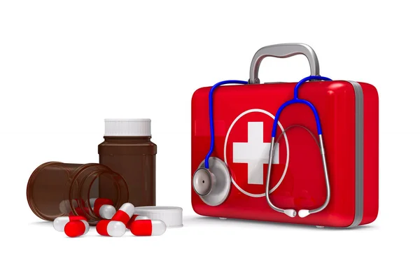 First aid kit on white background. Isolated 3D illustration — Stock Photo, Image