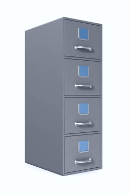 Dosya dolabı beyaz arka plan üzerinde. İzole 3d çizim