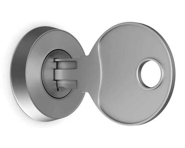 Metallic key on white background. isolated 3d illustration — Stock Photo, Image
