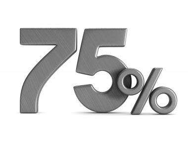 Beyaz arka plan üzerinde yüzde yetmiş beş. İzole 3d illustrati