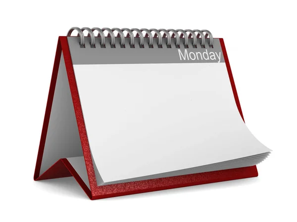 Calendario per lunedì su sfondo bianco. Illustrazione 3D isolata — Foto Stock