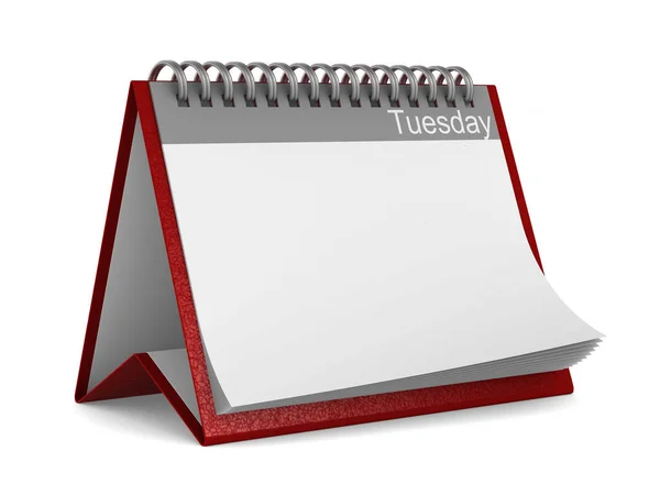 Calendar for tuesday on white background. Isolated 3D illustrati — Stock Photo, Image