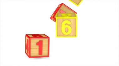 Beyaz arka plan üzerinde numarası ile düşen blok. İzole 3d render