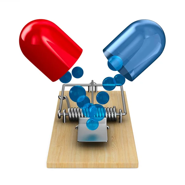 Medicaments in mousetrap. Isolated 3D illustration — Stock Photo, Image