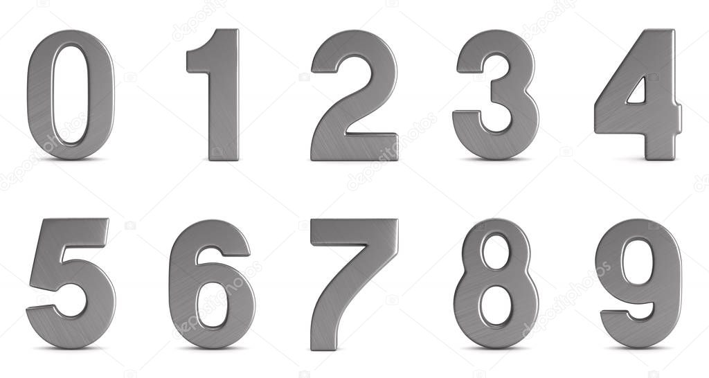 Numbers on white background. Isolated 3D illustration