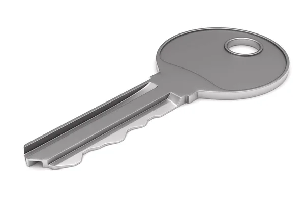 Metalliska nyckel på vit bakgrund. isolerade 3d illustration — Stockfoto