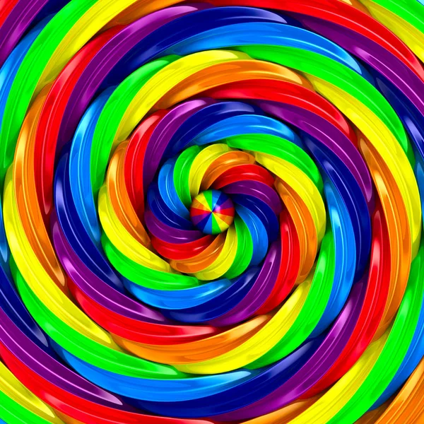 Gedraaide regenboog ring op witte achtergrond. geïsoleerde 3d illustrati — Stockfoto