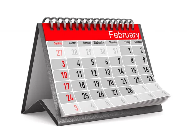 Calendar for February. Isolated 3D illustration — Stock Photo, Image