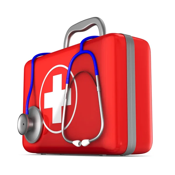 First aid kit on white background. Isolated 3D illustration — Stock Photo, Image